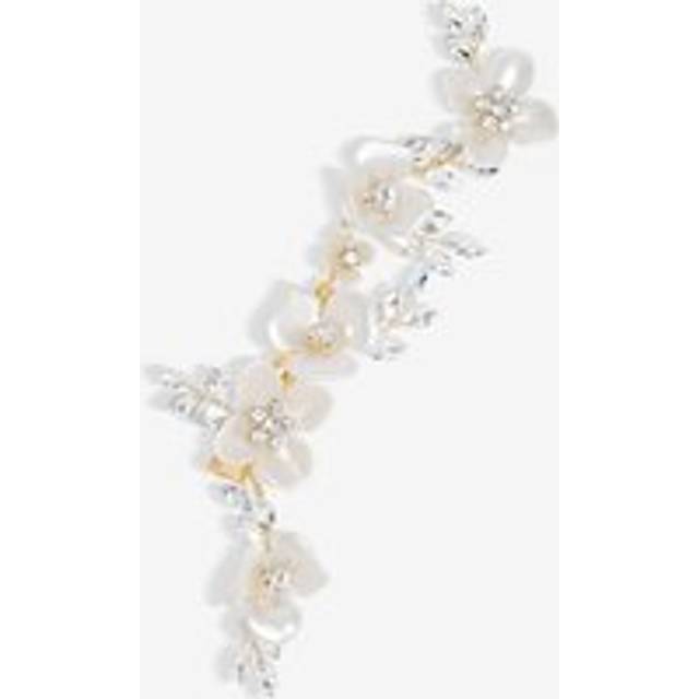 Jon Richard Gold Plated White Floral And Crystal Hair Slide, Gold, Women