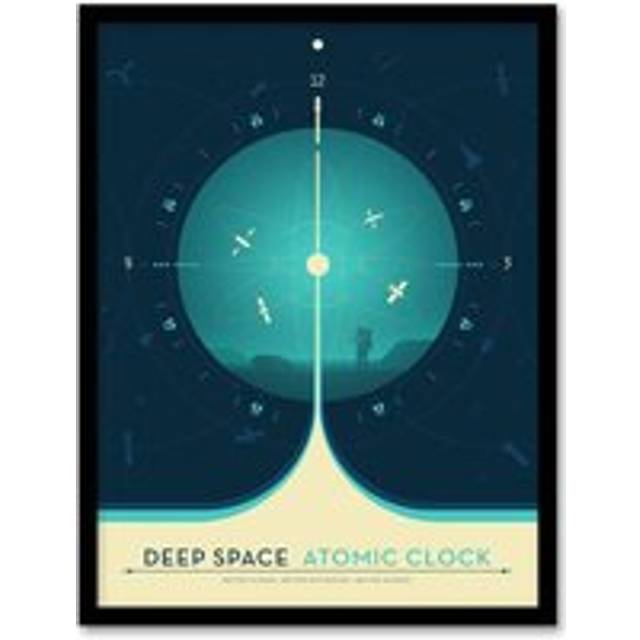 Wall Art Print Deep Space Atomic Clock Blue Earth Orbit Spacecraft Radio Navigation Science Tracking NASA Exploration Art Framed - W12 inch x H16 inch