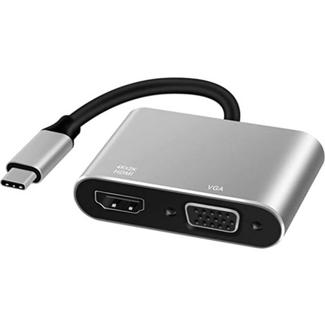 2 In 1 Type-c To Hdmi+vga Usb-c Notebook Mobile Phone Converter Docking Station
