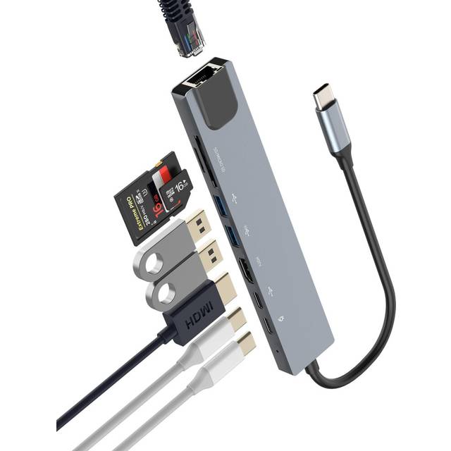 Chronus USB C Hub for iPhone 15 Pro Max iPad(8in1) HDMI USB Type C Ethernet TF SD Card Reader Docking Station Adapter for TV Display Dongle