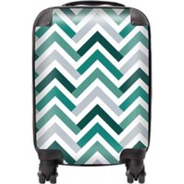 Warren Reed Designer Small Geometric Retro Vintage Coloured Chevron Pattern Suitcase - Warren Reed - Designer - Green