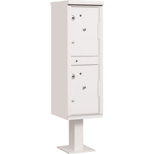 Salsbury Industries 3302WHT-U Outdoor Parcel Locker with Pedestal  2 Compartments  For use with USPS lock White
