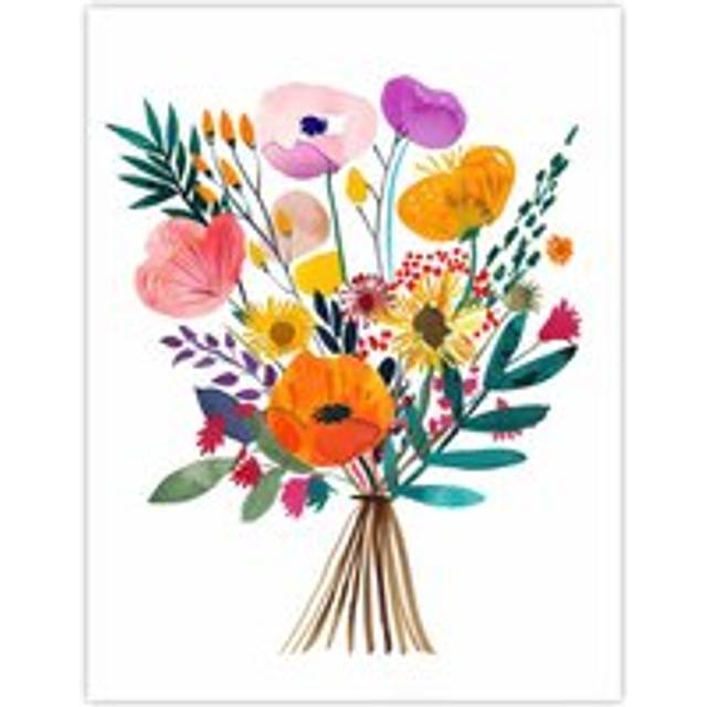 Colourful Floral Bouquet Abstract Watercolour Wall Art Print - Multi - W18 inch x H24 inch