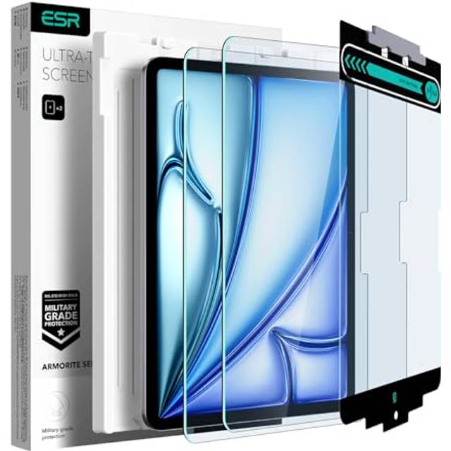 2 Pack Armorite Screen Protector for iPad Air 11 Inch 2024 M2, iPad Air 6th Generation, Tempered-Glass Film with Easy Application Tray, Military-Grade