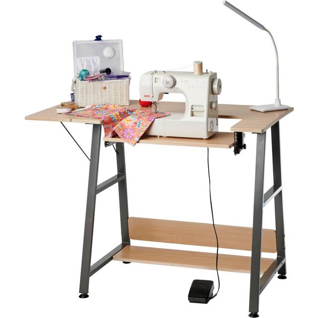 Adelena 115.5&#34; x 60&#34; Sewing Table - White (75cm H X 115.5cm W X 60cm D)