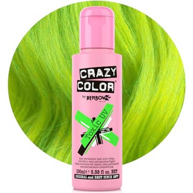Vibrant Toxic UV Semi-Permanent Hair Dye. Highly Pigmented Neon Green Conditioning & Oil Nourishing Vegan Formula | No Bleach or Ammonia | 100ml