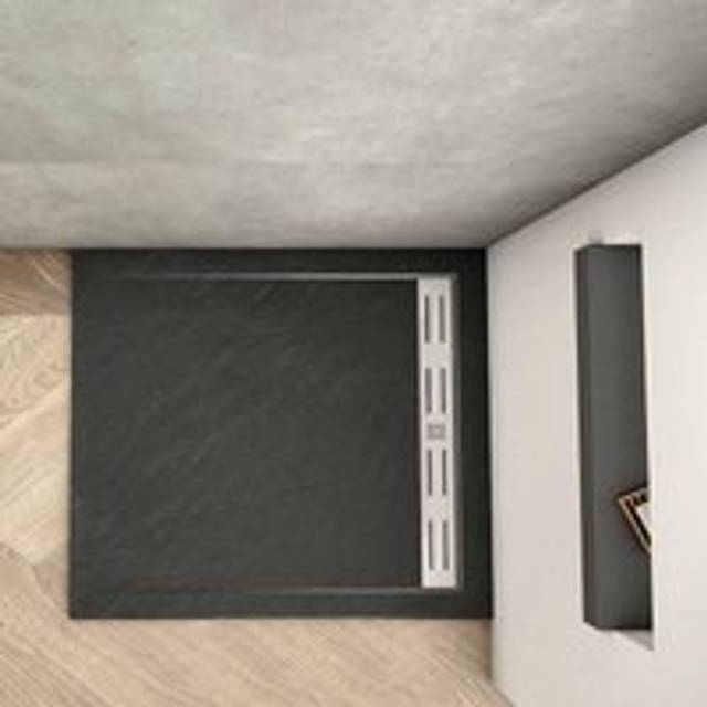 800x800mm Luxury Square Waste&Drain Trap Shower Stone Tray Slate Effect+Free