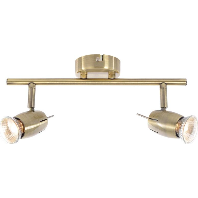 Litecraft Frank Spotlight Bar 2 Arm With LED Bulbs - Antique Brass