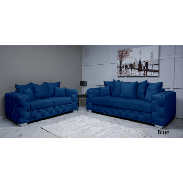 (Royal Blue Velvet, Fabric Swatch) Snooze Velvet Ashton Scatter Back 3 and 2 Seater Sofa Sets, Corner Sofas Upholstered Plush Fabric 3 Seater Velvet S