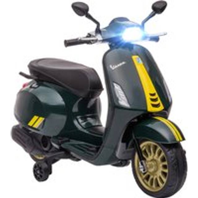 AIYAPLAY Vespa Licensed 12V Kids Electric Bike W/ 2 Training Wheels - White - Green | TJ Hughes