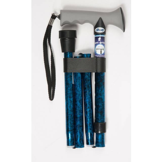 Red Drive Medical Walking Stick With Gel Grip -  walking stick grip gel folding handle adjustable soft drive medical red