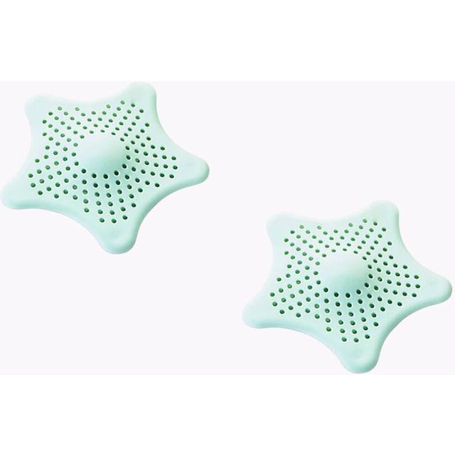 (green) Two or Four Star-Shape Silicone Sink and Shower Drain Covers