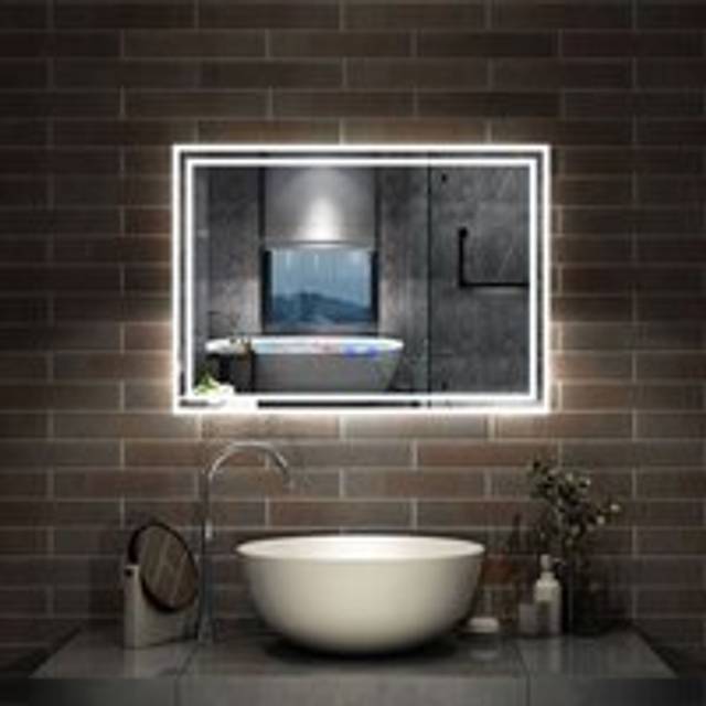 Bathroom led Mirror with Bluetooth Speaker, 3 Colors Lighting Modes, Color Changing, Demister Pad Anti-fog, Touch Switch Illuminated Smart Wall