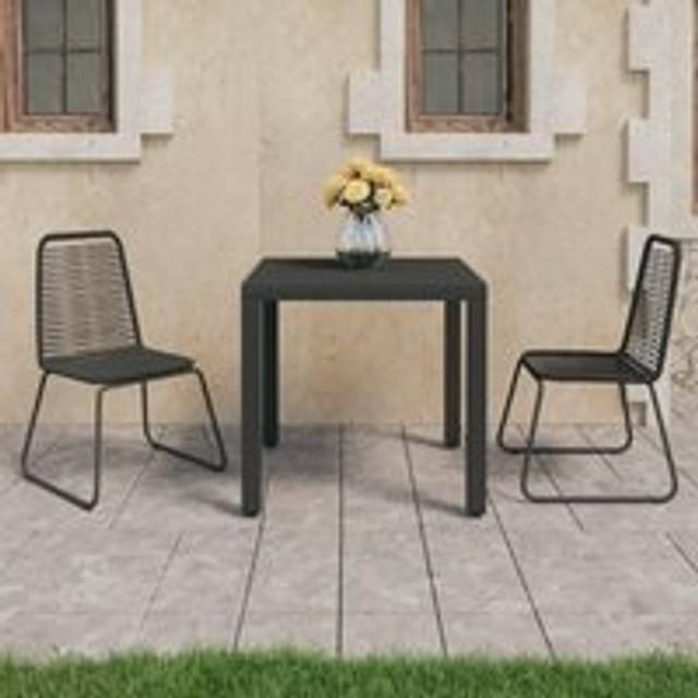 3 Piece Garden Dining Set PVC Rattan Black - One Size