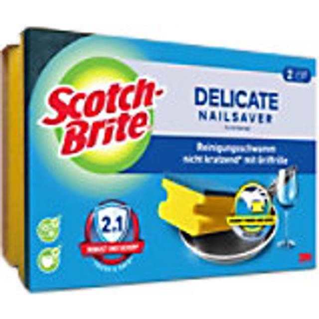 Scotch-Brite Delicate Nail Saver Sponge 13.4 x 4.6 x 8.9 cm Blue, Yellow 2 Pieces