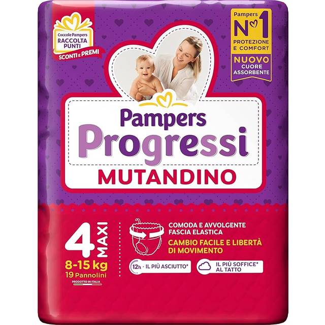 Pampers Progressi Maxi-trosor, storlek 4 (8–15 kg), 19 blöjor