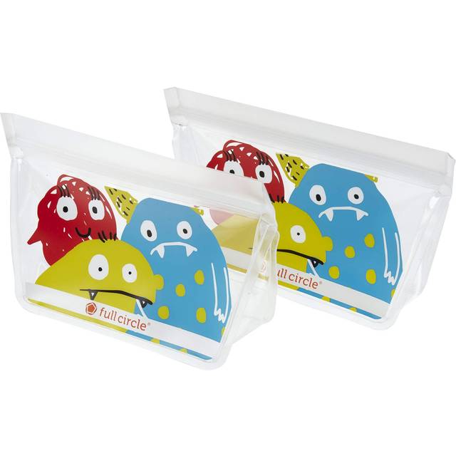 Full Circle Ziptuck Reusable Snack Bags  MultiUse LeakFree FoodSafe Storage Bags  BPAFree  Set of 2  Monster