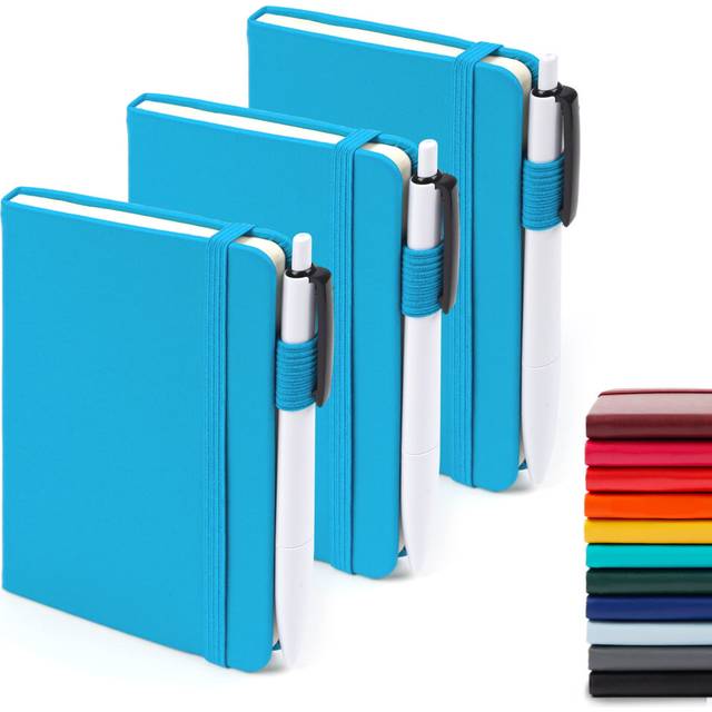 feela 3 Pack Pocket Notebook Journals  Mini Cute Small Journal Notebook Bulk Hardcover College Ruled Notepad with Pen Holder for Office School Supplie