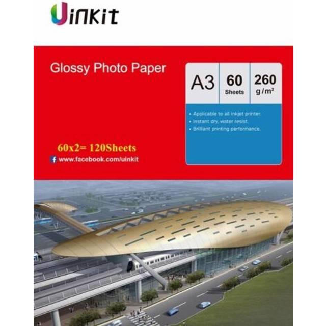 A3 high glossy photographic paper 260gsm thick inkjet paper - 120sheets uinkit