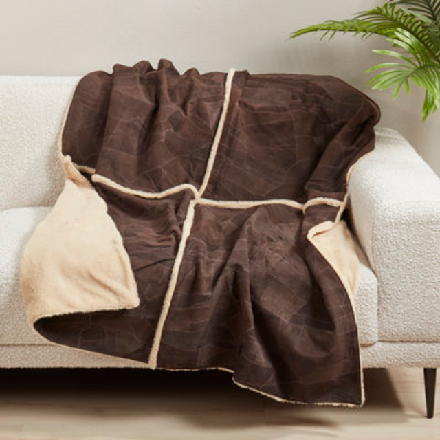 Saro Lifestyle TH142.CT5060B 50 x 60 in. Artisan Patchwork Leather Throw, Chocolate