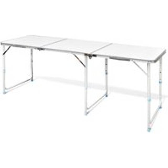 Foldable Camping Table Height Adjustable Aluminium 180 x 60 cm - White - One Size