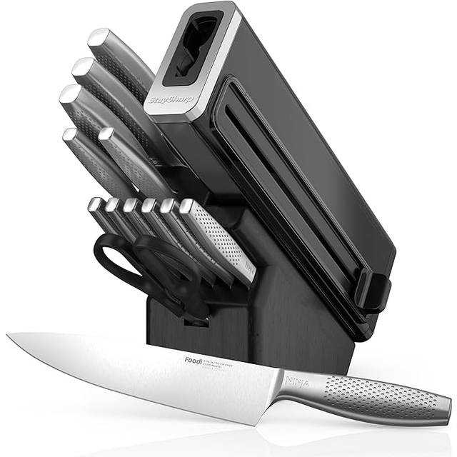 Ninja 14 Piece Knife Set - Foodi StaySharp Knife Block with Integrated Sharpener – Stainless Steel Knives – Black