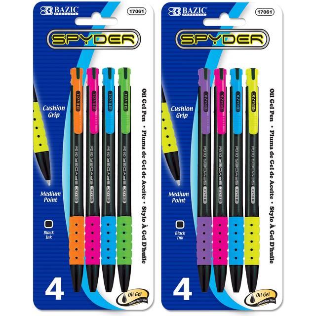 BAZIC Products Spyder Rollerball Gel Retractable Pen  4/Pack