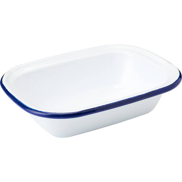 Enamel Large Pie Dish, Vintage Design, Suitable for Oven and Stove, Dishwasher Safe, Tray, Tin, Dimensions, 26x19.5x6cm, Colour, White, Blue, 687541