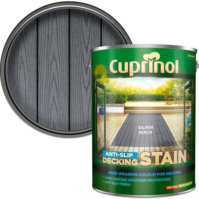 Cuprinol Anti-Slip Decking Stain, Silver Birch 5L, Anti-Slip Stain for Decking, Stains, Decking Stain, Water Based Decking Oil