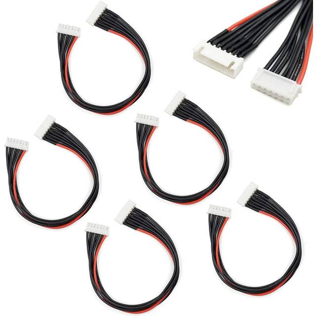7 Pin JST-XH 6S Balance Plug Extension Lead Wire 200mm 5 PCS for LiPo Battery Balance Charging 22AWG Silicone (6S)