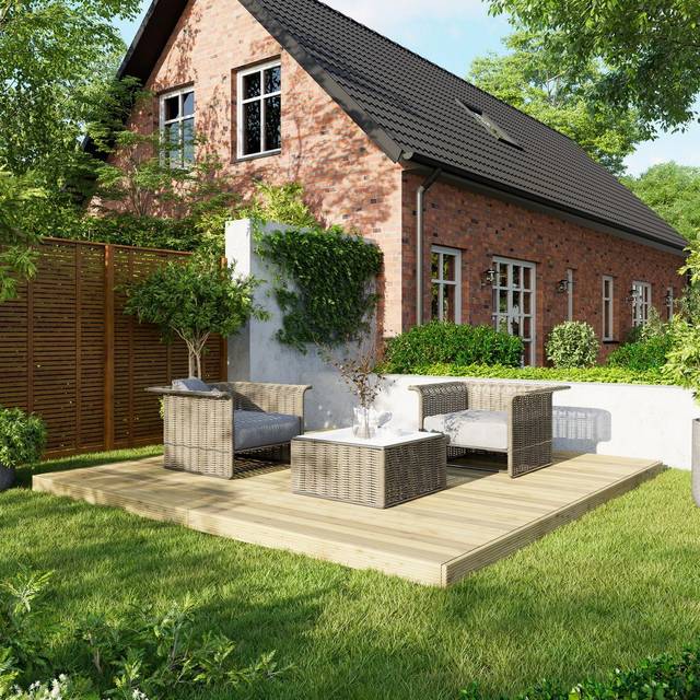 Power Wooden Decking Kit - No Handrails (3.6m x 3.6m) - Green (12ft x 12ft)