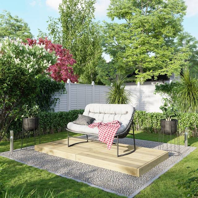 Power Wooden Decking Kit - No Handrails (1.2m x 2.4m) - Green Hue (Deck Tile Kit)