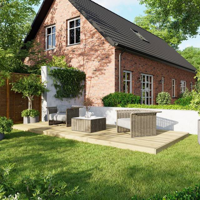 Powersheds Treated Timber Decking Kit (No Handrails) 8ft x 18ft - Light Brown