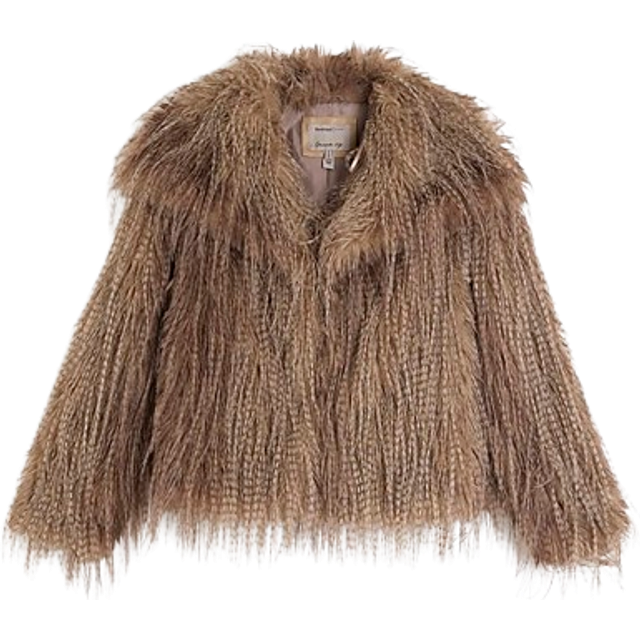 River Island Womens Brown Faux Feather Fur Coat - M