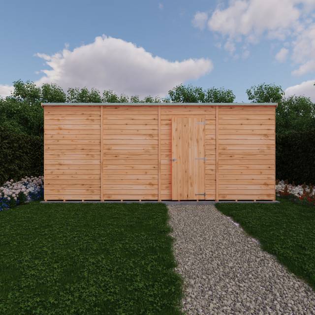 Garden Value 16 ft. W x 6 ft. D Wood Overlap Pent Storage Shed - Brown (479cm W X 176cm D X 204cm H)