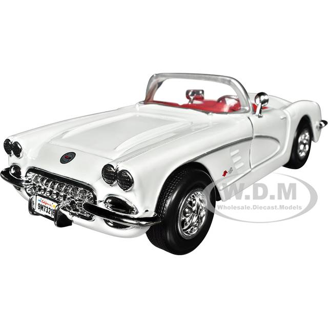1959 Chevrolet Corvette C1 Convertible White with Red Interior "Timeless Legends" Series 1/24 Diecast Model Car by Motormax