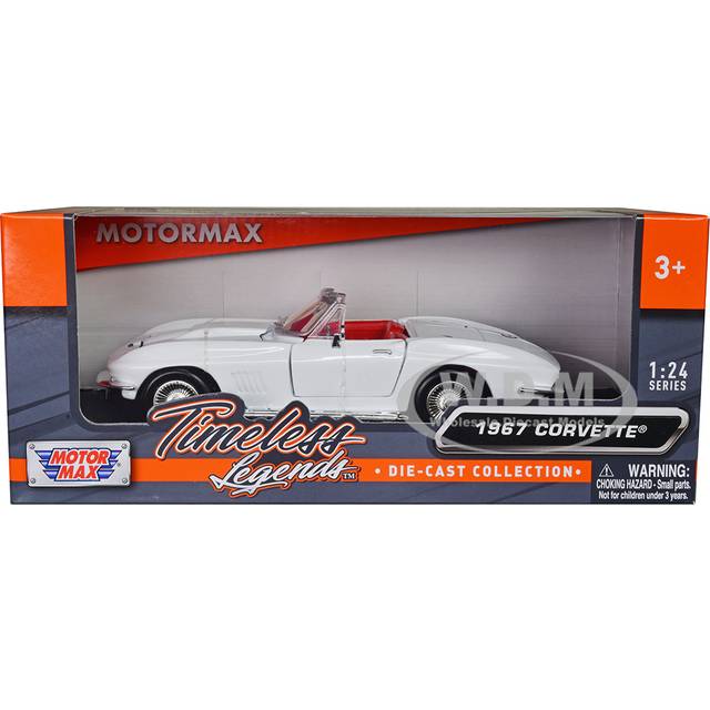 1967 Chevrolet Corvette C2 Convertible White with Red Interior "Timeless Legends" Series 1/24 Diecast Model Car by Motormax