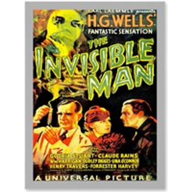 The Invisible Man Hg Wells Classic Horror Sci Fi USA A4 Artwork Framed Wall Art Print - Grey - One Size