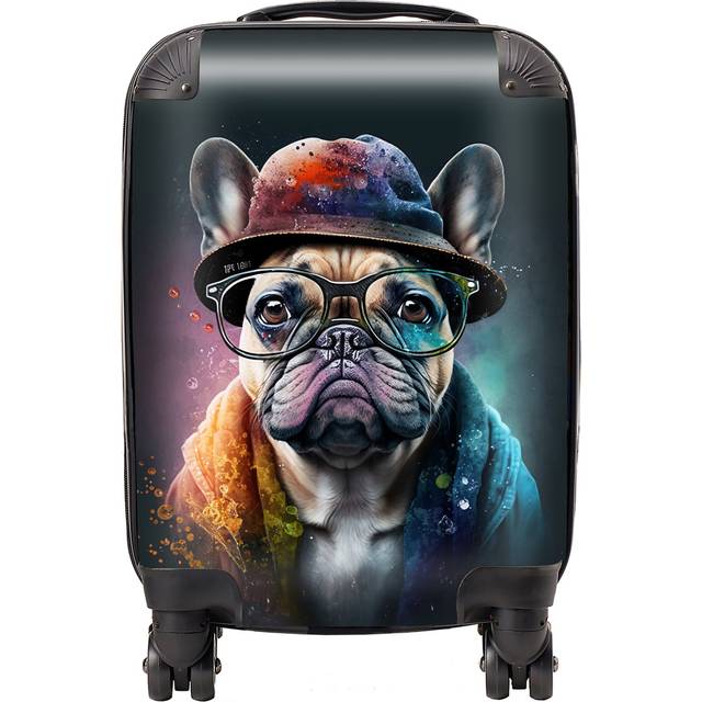 Warren Reed - Designer French Bulldog Dog With Glasses Splashart Suitcase Small, Multi