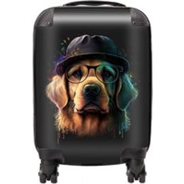 Warren Reed Designer Small Splashart Golden Retriever Dog with Glasses Suitcase - Warren Reed - Designer - Multi