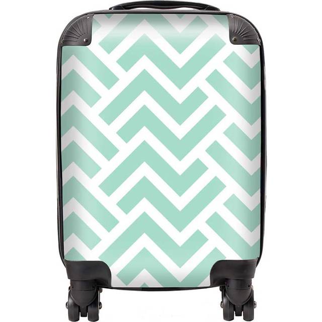 Green Geometric Pattern Suitcase - Small