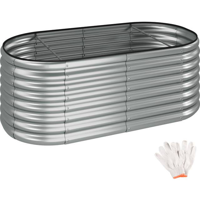 Tectake Raised Bed - For Gardens, 603 Litre Capacity, Galvanised, 200X100X60Cm, Silver