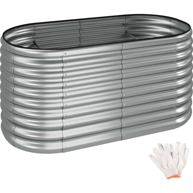 Raised Bed - for gardens, 804 litre capacity, galvanised, 200x100x60cm - silver