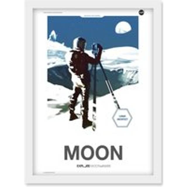 NASA Modern Explorers Explore Moon to Mars Lunar Architect Artemis Poster Artwork Framed Wall Art Print A4 - White - One Size