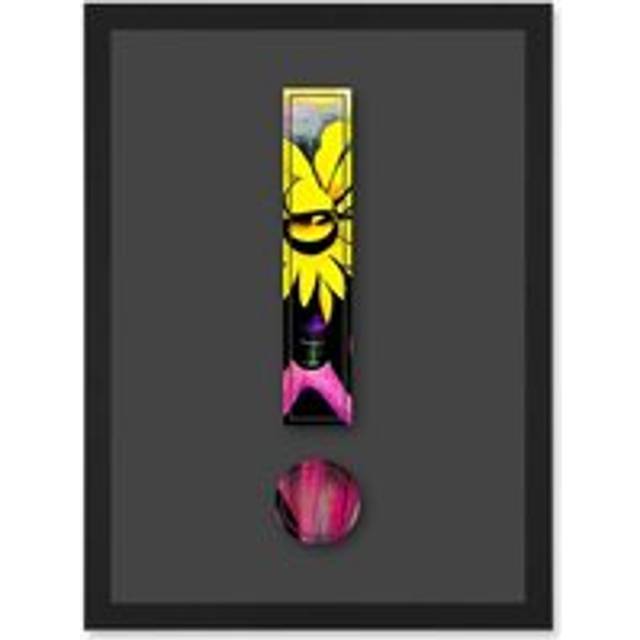Symbol ! Exclamation Mark Point Bright Flower Decorative Graffiti Mural Alphabet Initial Stencil Artwork Framed Wall Art Print A4 - Black - One Size