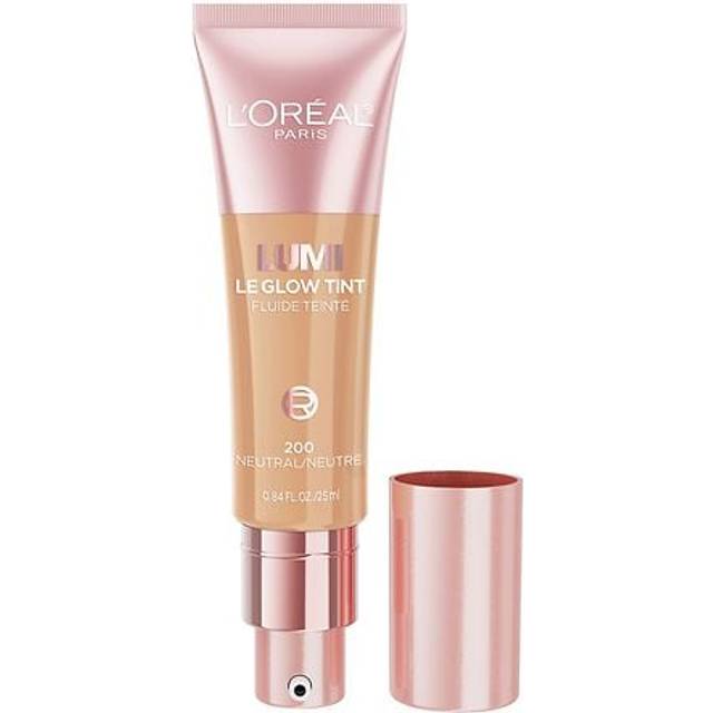 LOr?al Paris Lumi Le Glow Skin Tint  Lightweight Water-Based Tinted Serum with Foundation-Like Coverage  Glow Illuminator  Neutral 200  0.85 Fl Oz
