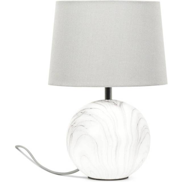 Valuelights - Connie Marble Effect Ceramic Table Lamp with a Grey Fabric Shade Bedroom Bedside Light - Bulb Included