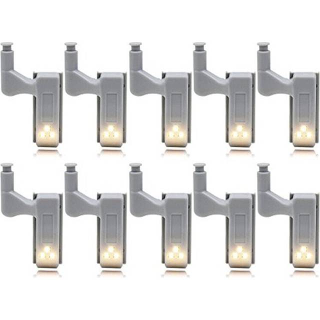 (white) 10Pcs LED Smart Touch Induction Cabinet Light Cupboard Inner Hinge Lamp Sensor Night for Closet Wardrobe