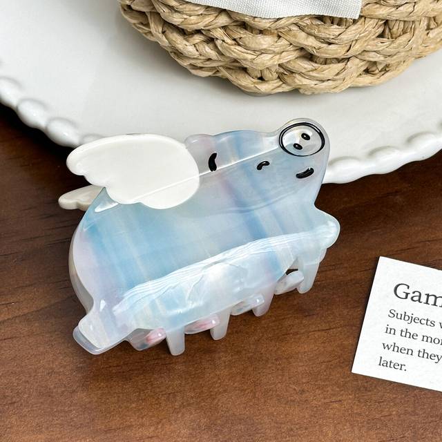 (Light Blue7.7cm) Animalthemed Cute Hair Clip Featuring A Stylish Flying Pig Design In Multiple Colors