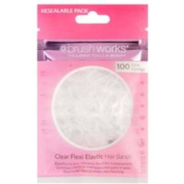 Brushworks Clear Flexi Elastic Hair Bands x100